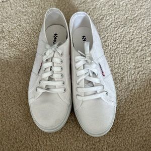 Supergas white platform sneakers